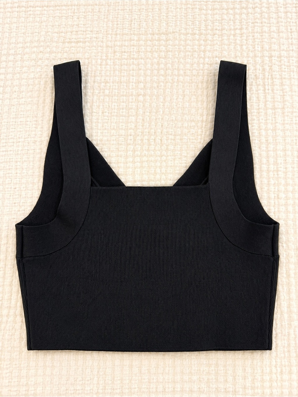 NWT COS Black Rib Knit V-Neck Crop Tank Top Bralette XS - Picture 2 of 4
